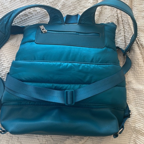 Laundry By Shelli Segal Real Puffer Backpack And Waist Belt Fanny Pack Teal Blue - Picture 3 of 9